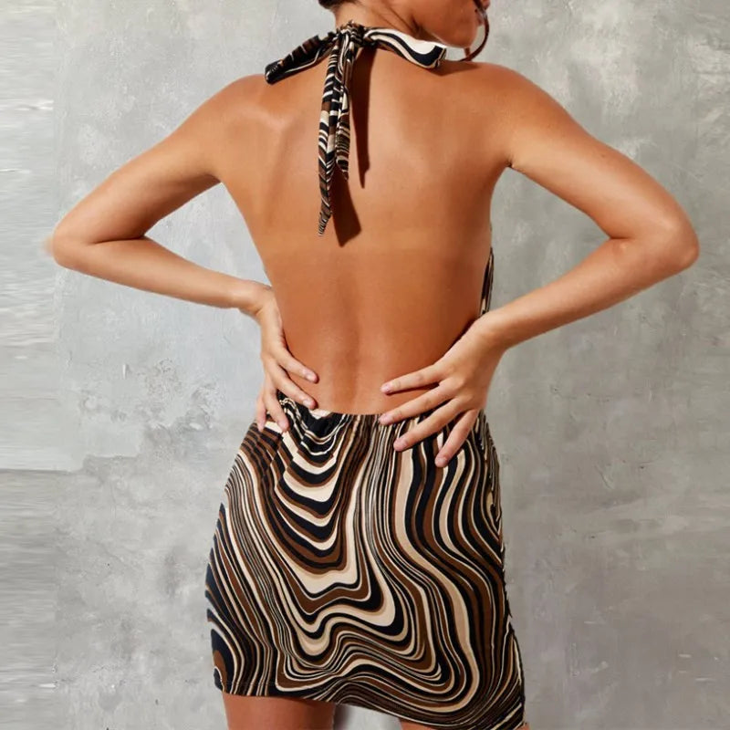 Black Halter Backless Bodycon Dress