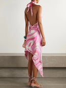 Elegant Halter Patchwork Maxi Dress