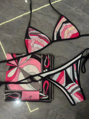 Colorful Striped Bikini with Sarong