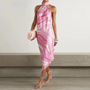 Elegant Halter Patchwork Maxi Dress