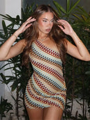 Chic Backless One-Shoulder Knitted Mini Dress