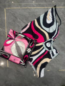 Colorful Striped Bikini with Sarong