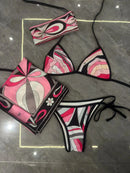 Colorful Striped Bikini with Sarong