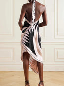 Elegant Halter Patchwork Maxi Dress