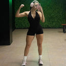 Black Halter Backless Bandage Playsuit