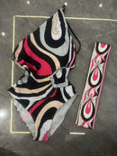 Colorful Striped Bikini with Sarong