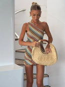 Chic Backless One-Shoulder Knitted Mini Dress