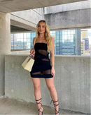 Strapless Patchwork Mesh Bodycon Dress