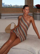 Chic Backless One-Shoulder Knitted Mini Dress