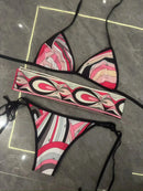 Colorful Striped Bikini with Sarong